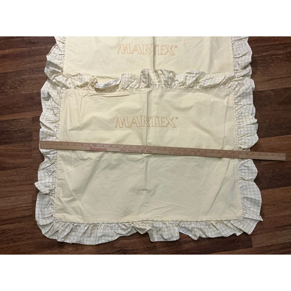 Pair Of Vtg Pastel Yellow MARTEX Ruffled STANDARD Pillow Shams